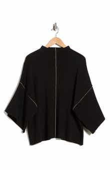 MAX STUDIO Mock Neck Elbow-Length Sleeve Sweater