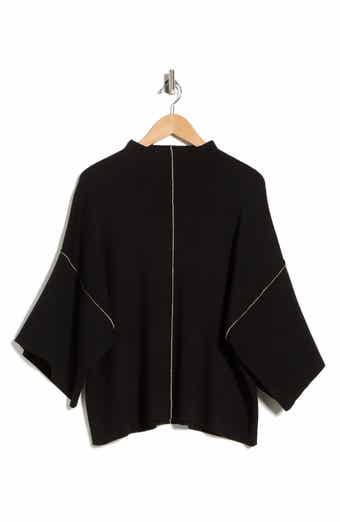 MAX STUDIO Mock Neck Elbow-Length Sleeve Sweater