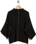 MAX STUDIO Mock Neck Elbow-Length Sleeve Sweater