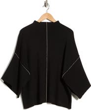 MAX STUDIO Mock Neck Elbow-Length Sleeve Sweater