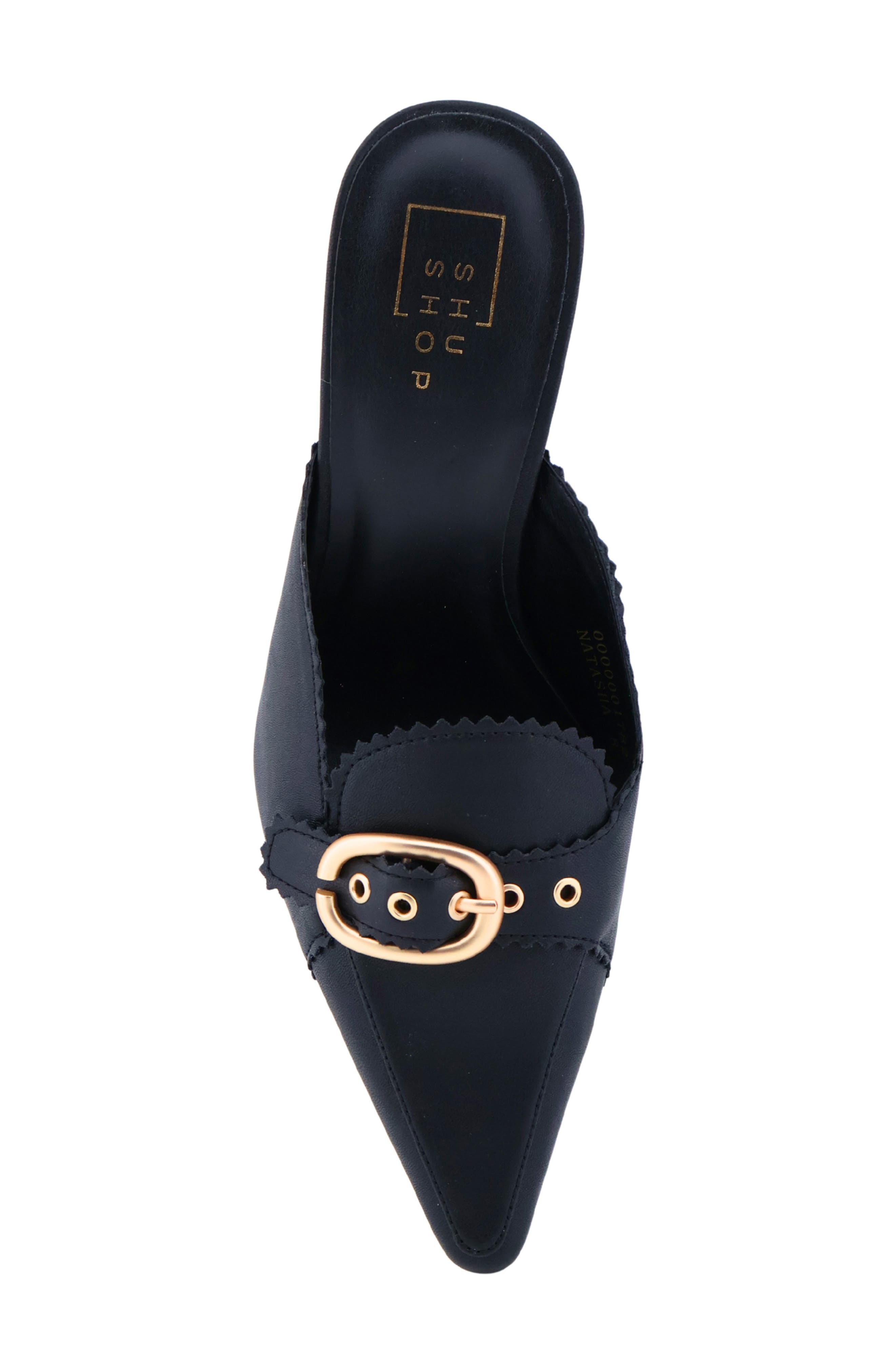 Natasha Pointed Toe Mule, Alternate, color, BLACK