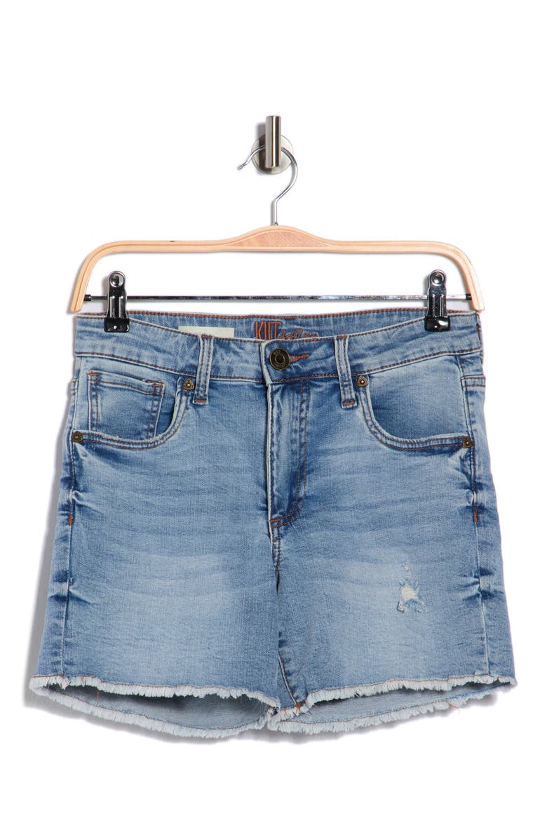 Kity Frayed Denim Boyfriend Shorts, Alternate, color, LISIANTHUS