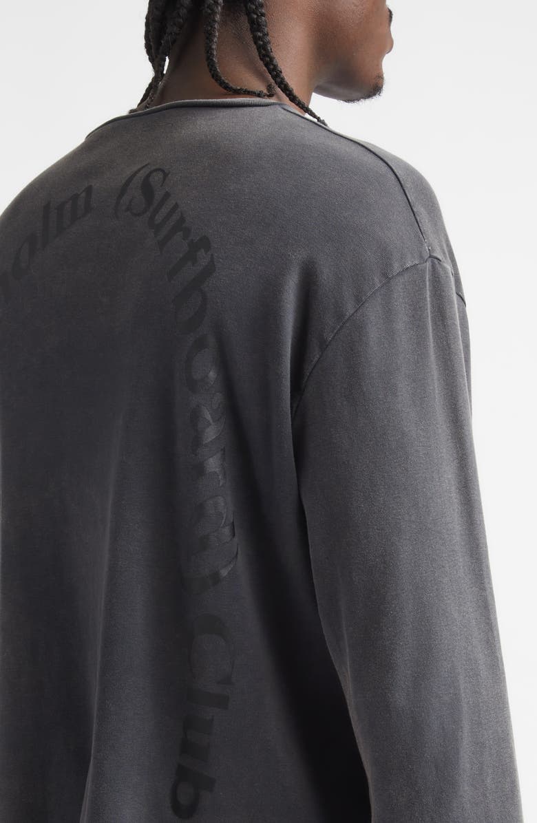 STOCKHOLM SURFBOARD CLUB Eye Organic Cotton Logo Henley, Alternate, color, Black