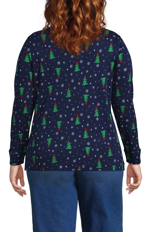 Lands' End Relaxed Cotton Long Sleeve Mock Turtleneck In Multi