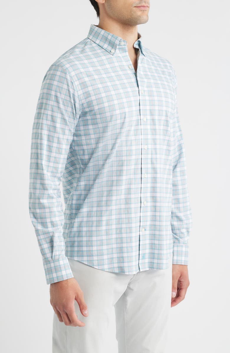 johnnie-O Gatlin Check Performance Button-Up Shirt, Alternate, color, Light Gray