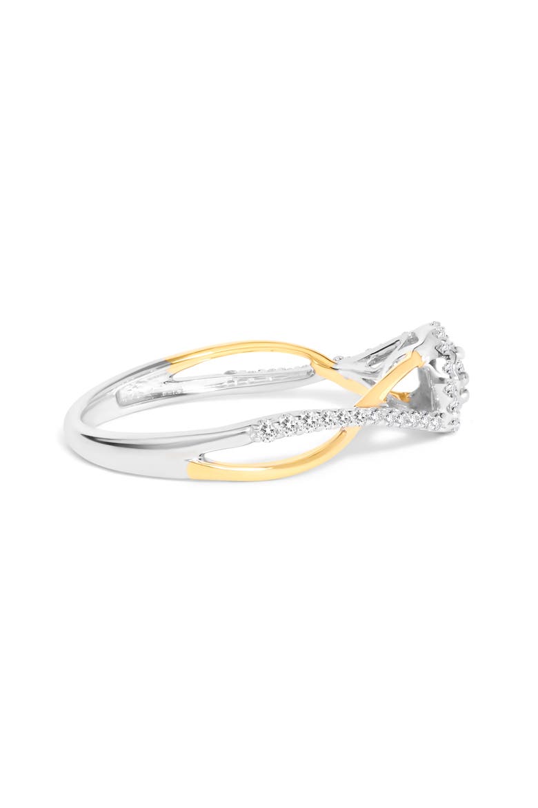 Silver 1/4 Cttw Diamond Bypass and Halo Promise Ring, Alternate, color, Yellow