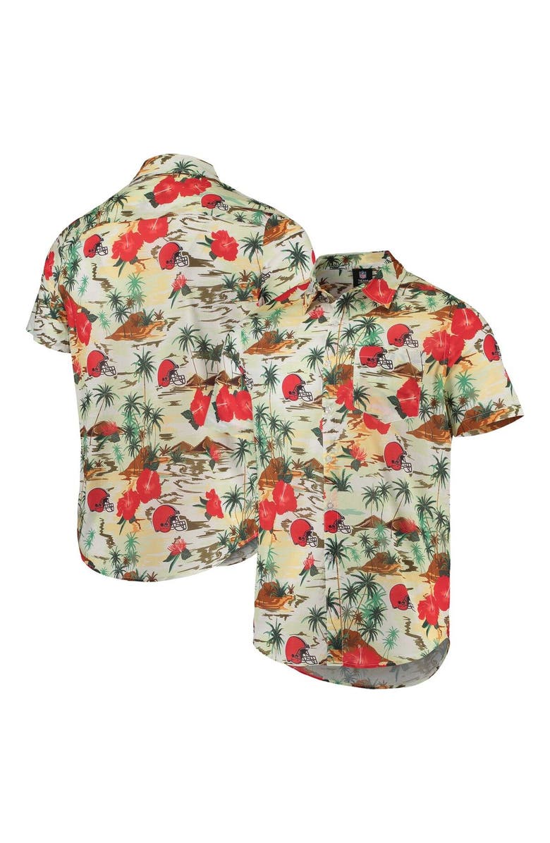 FOCO Men's FOCO Cream Cleveland Browns Paradise Floral Button-Up Shirt, Main, color, 