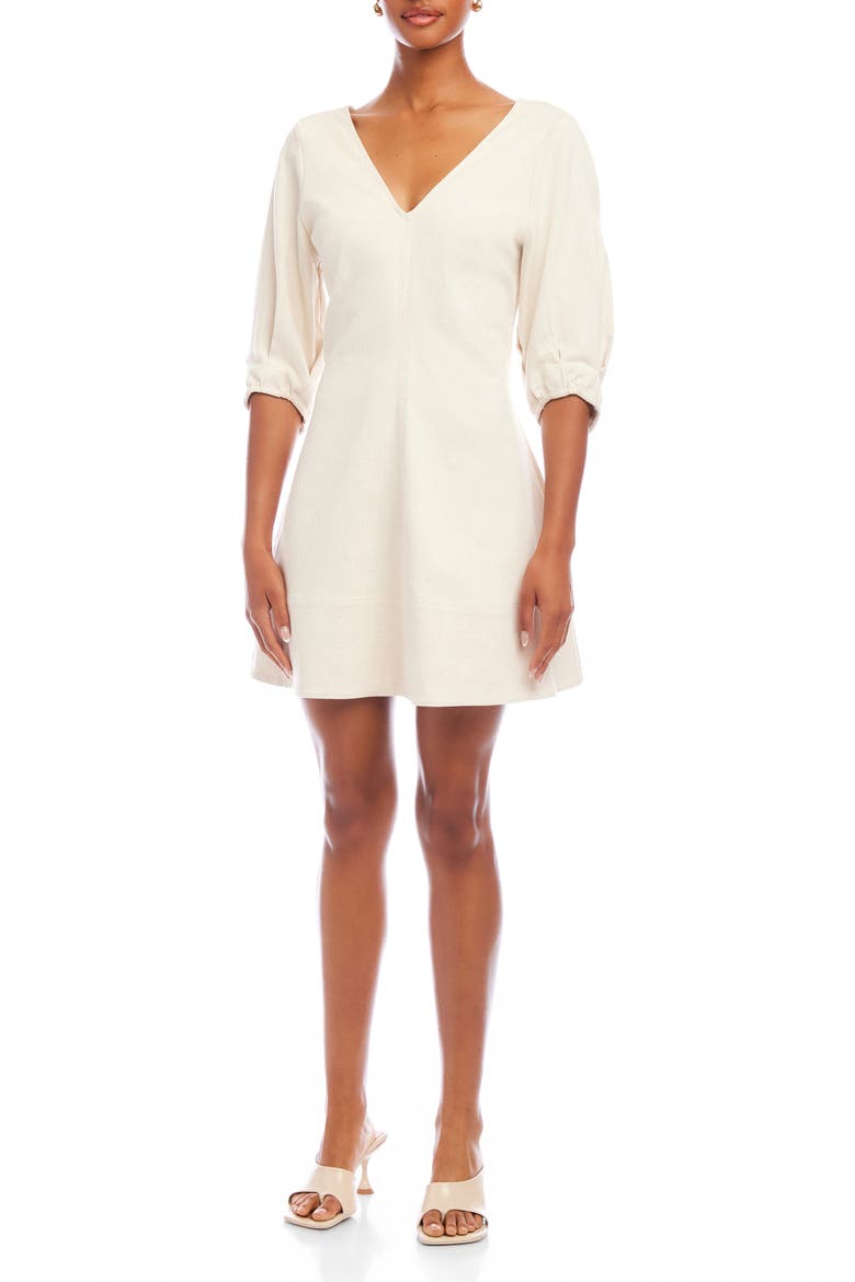 Puff Sleeve Chantilly Lace Minidress, Main, color, NATURAL
