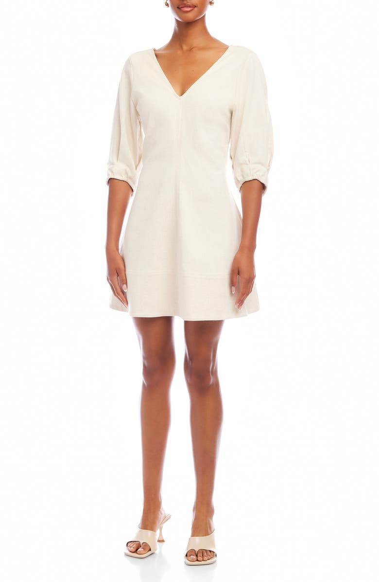 FIFTEEN TWENTY Puff Sleeve Chantilly Lace Minidress, Main, color, Natural