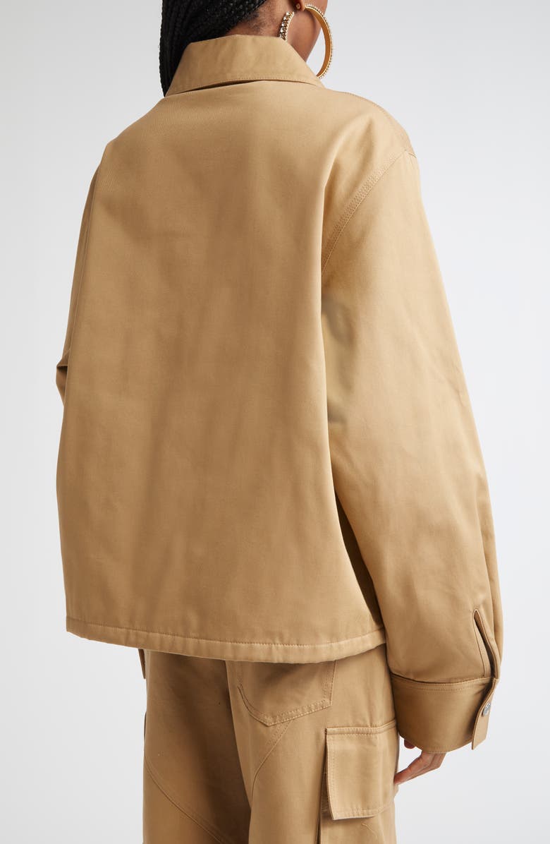 Area Crystal Trim Heart Cutout Cargo Jacket, Alternate, color, Tan