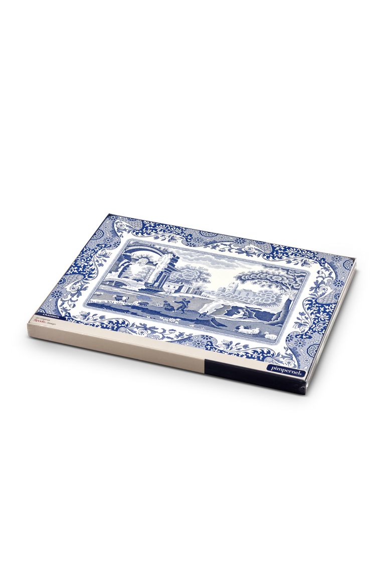 Blue Italian Set of 4 Cork Back Placemats, Alternate, color, Blue Italian
