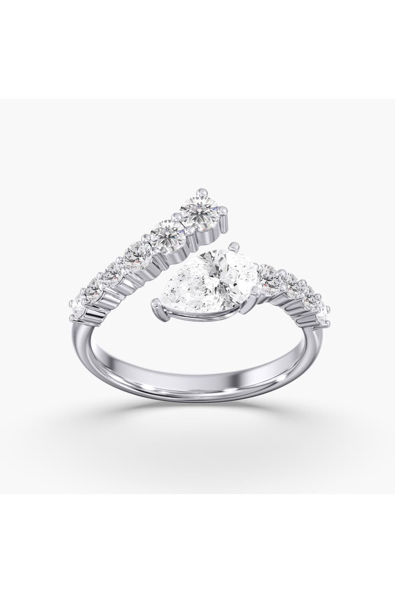 Pear Bypass Lab Diamond Ring in 14K, Alternate, color, White Gold