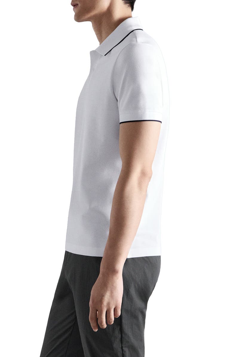 MANGO Comfort Stretch Tipped Piqué Polo, Alternate, color, White