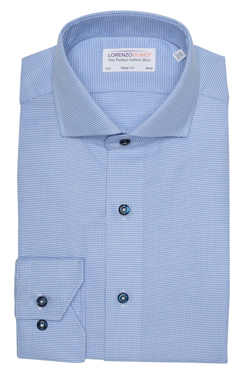 Lorenzo Uomo Trim Fit Textured Houndstooth Long Sleeve Button Front Shirt, Main, color,