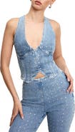 Good American Dolly Crystal Denim Vest