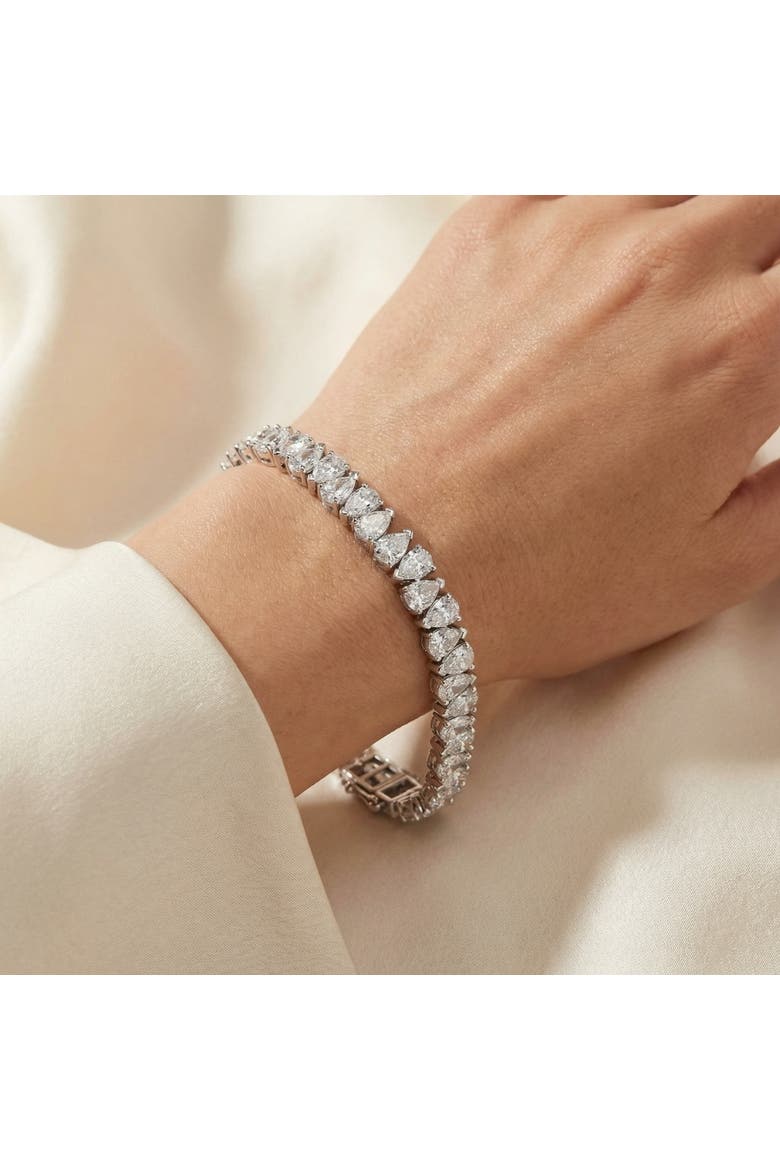 10Ct Pear Shape Diamond Tennis Bracelet Wide 14k Gold Lab Grown, Alternate, color, 14k White Gold