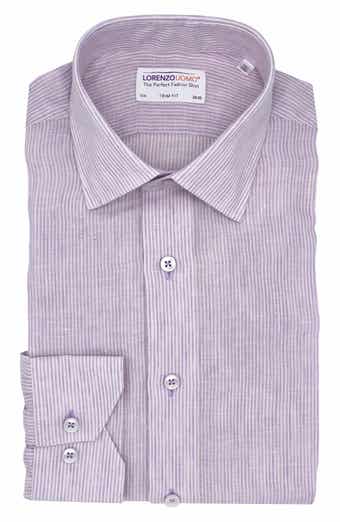 Lorenzo Uomo Striped Trim Fit Linen Shirt