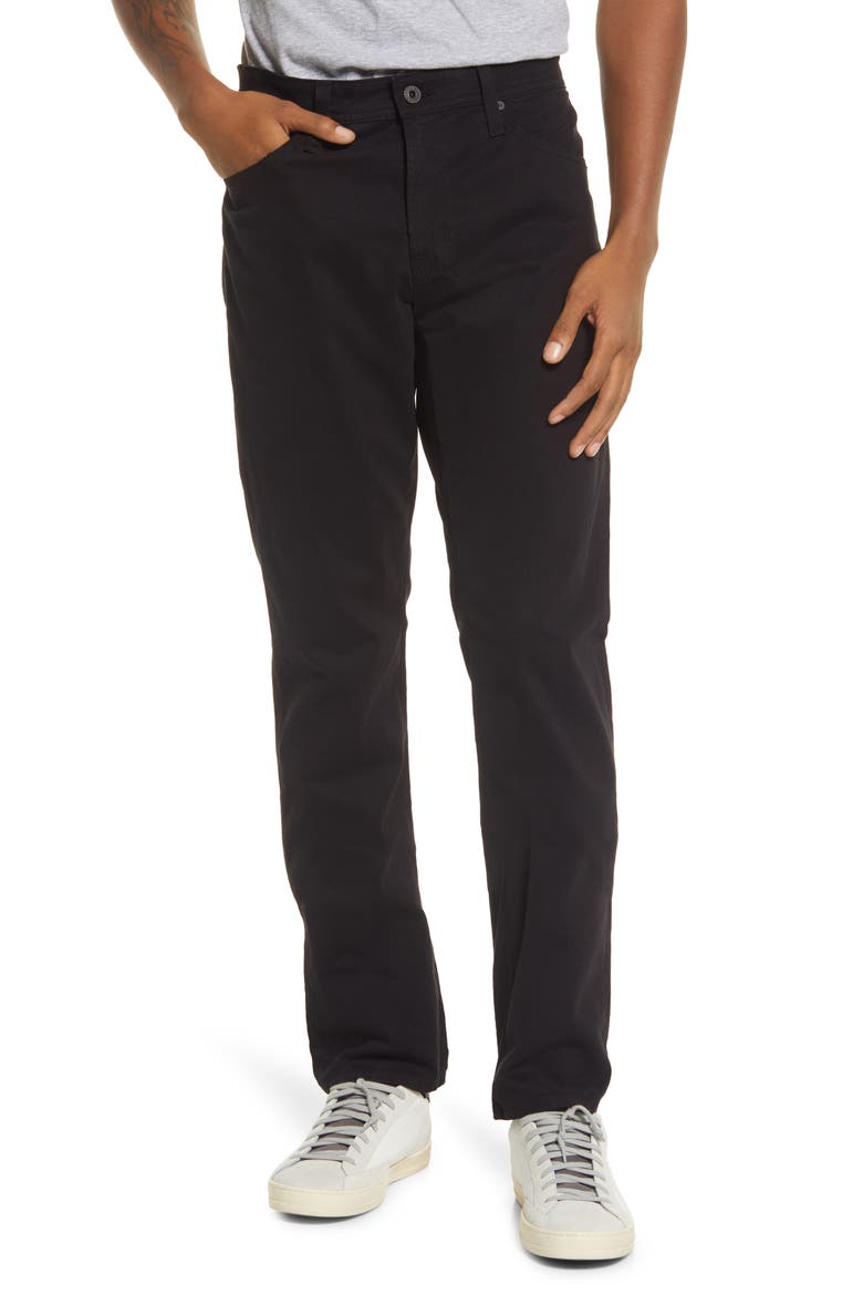 Everett Stretch Sateen Slim Straight Pants, Main, color, SUPER BLACK