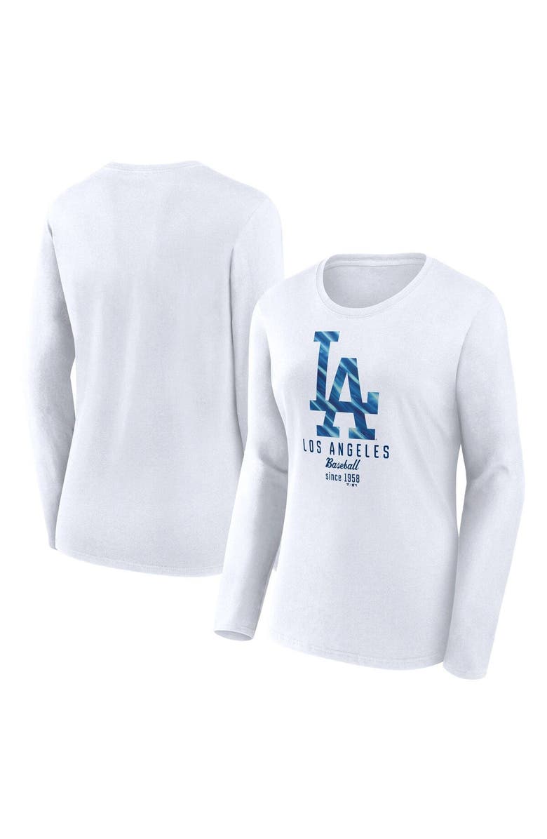 FANATICS Women's Fanatics Branded  White Los Angeles Dodgers Lightweight Fitted Long Sleeve T-Shirt, Main, color, 