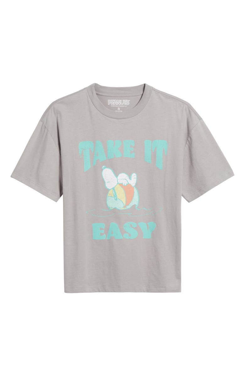 Vinyl Icons Peanuts<sup
®</sup
Snoopy Take It Easy Cotton Graphic T-Shirt, Alternate, color, Grey