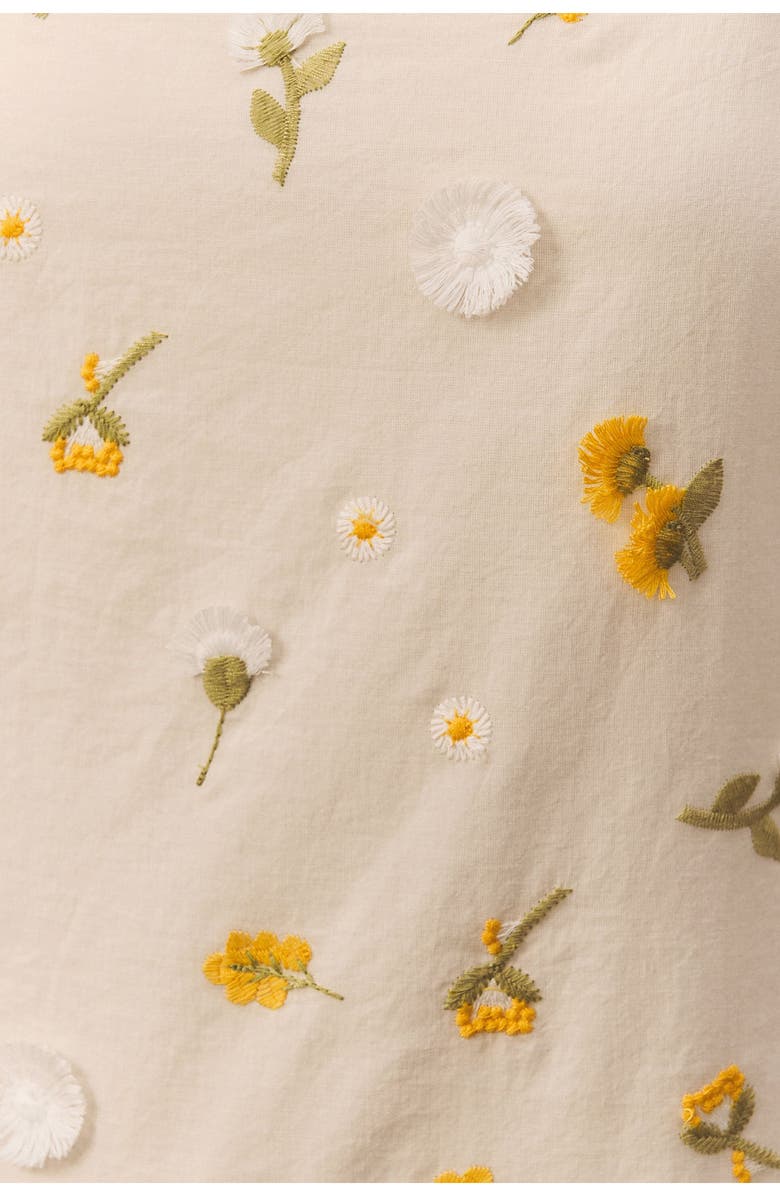 NEXT Floral Ditsy Print Embroidered Cotton Minidress, Alternate, color, Neutral