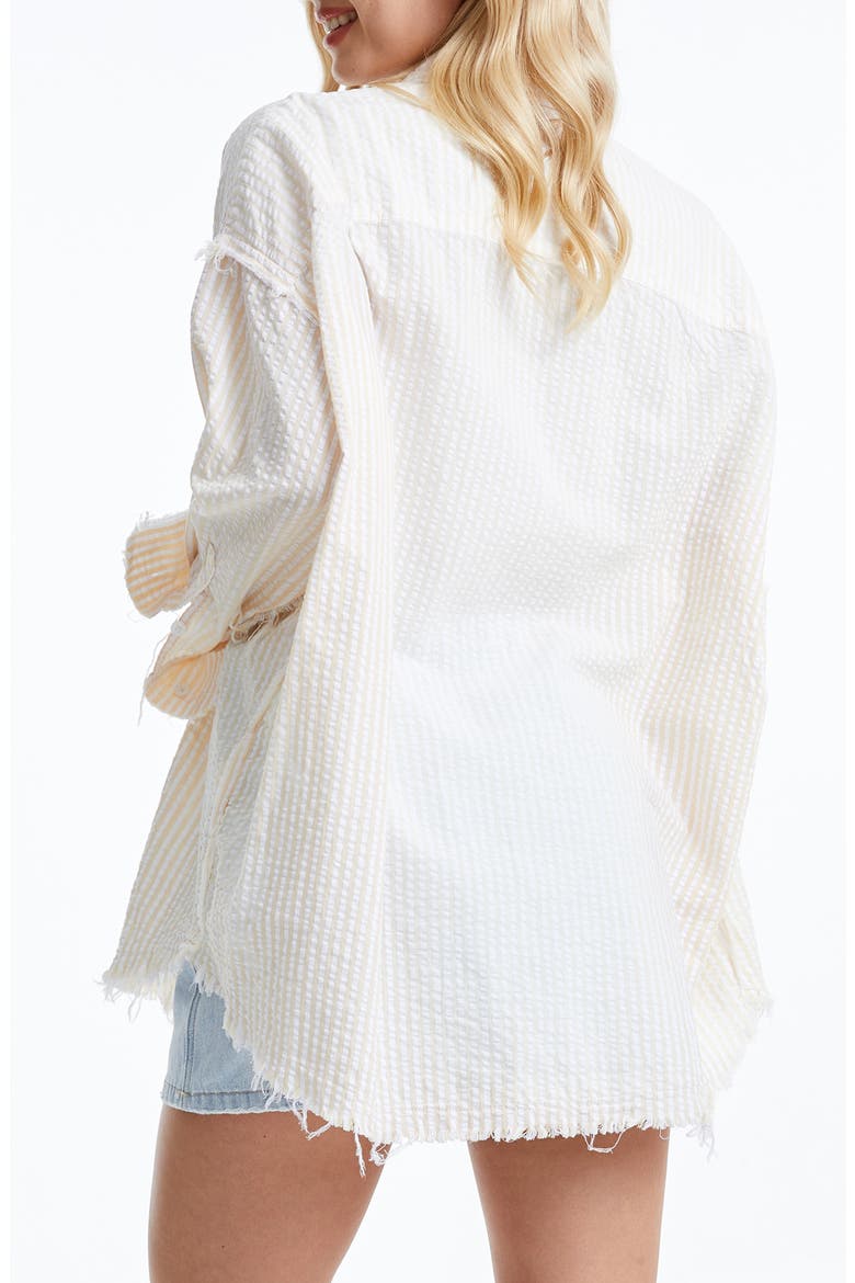Striped Cotton Long Sleeve Shirt, Alternate, color, YELLOW/WHITE STRIPE