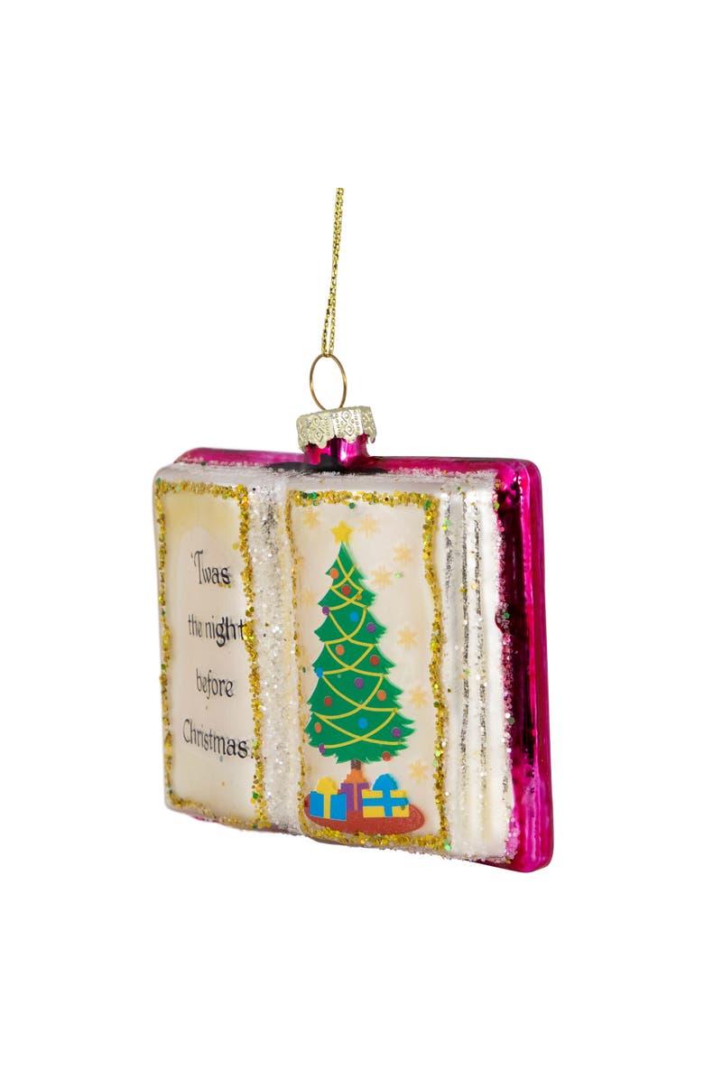 Northlight Glittered Twas the Night Before Christmas Book Glass Ornament - 3.5", Alternate, color,