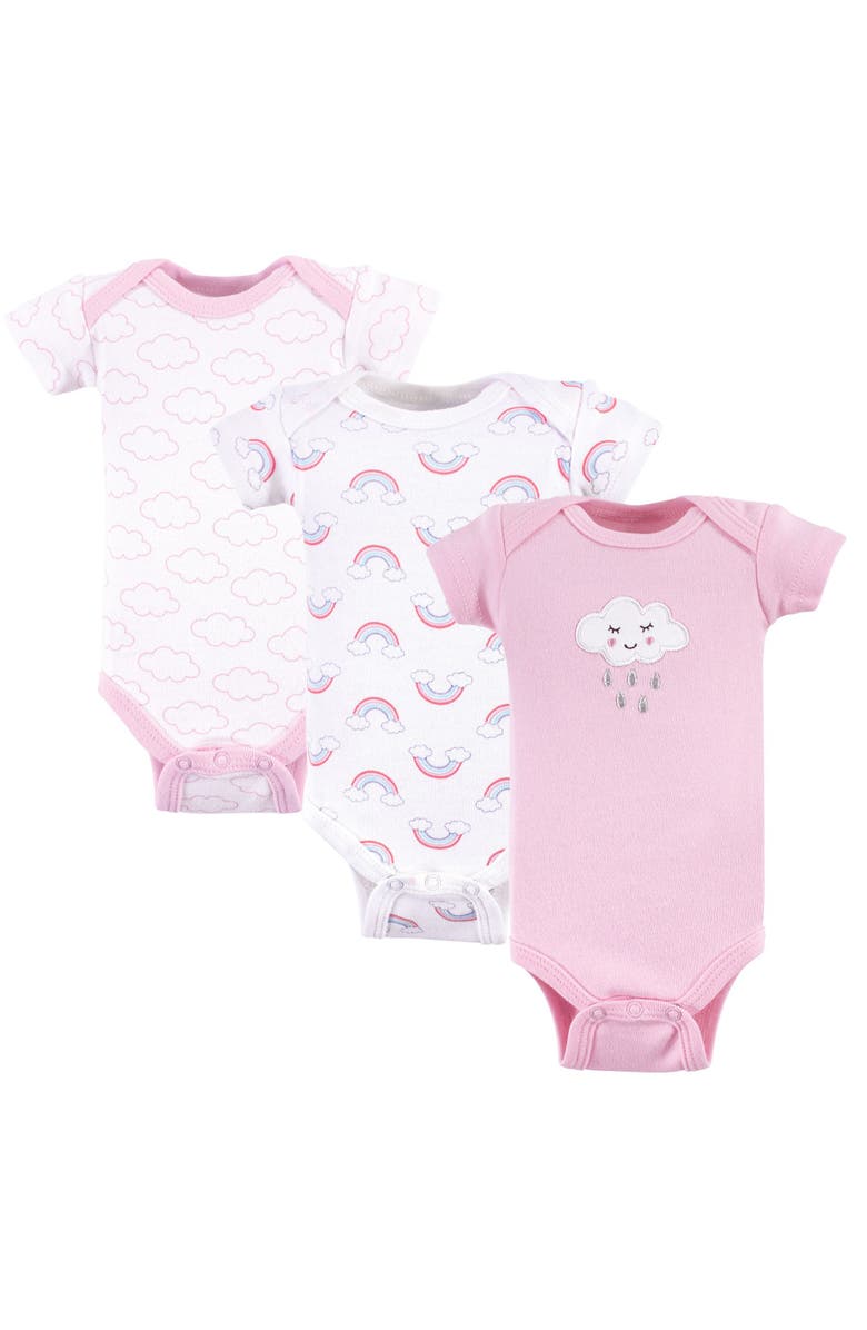 Luvable Friends Cotton Snapsuits for Petite Infant Girls, Main, color, Girl Cloud