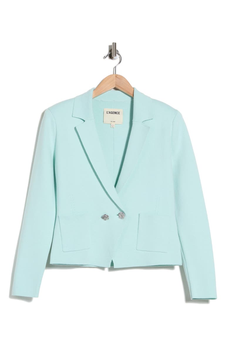 Sofia Knit Blazer, Alternate, color, PALE JADE/NICKEL ROSE
