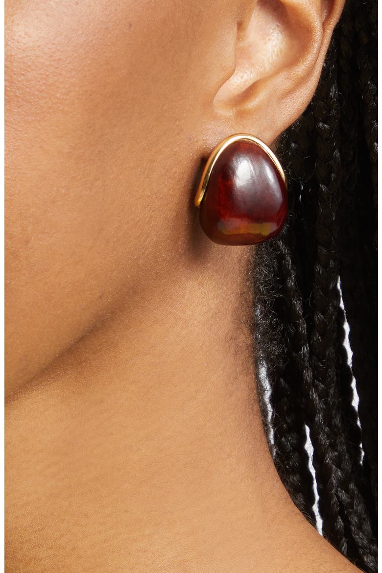 Les Mini Boucles Raisin Wooden Stud Earrings, Alternate, color, GOLD / BROWN 282