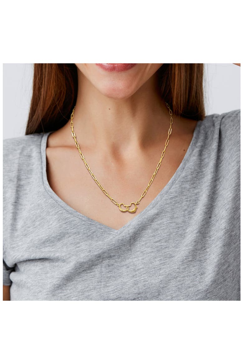 Open Heart Paperclip Link Necklace, Alternate, color, GOLD