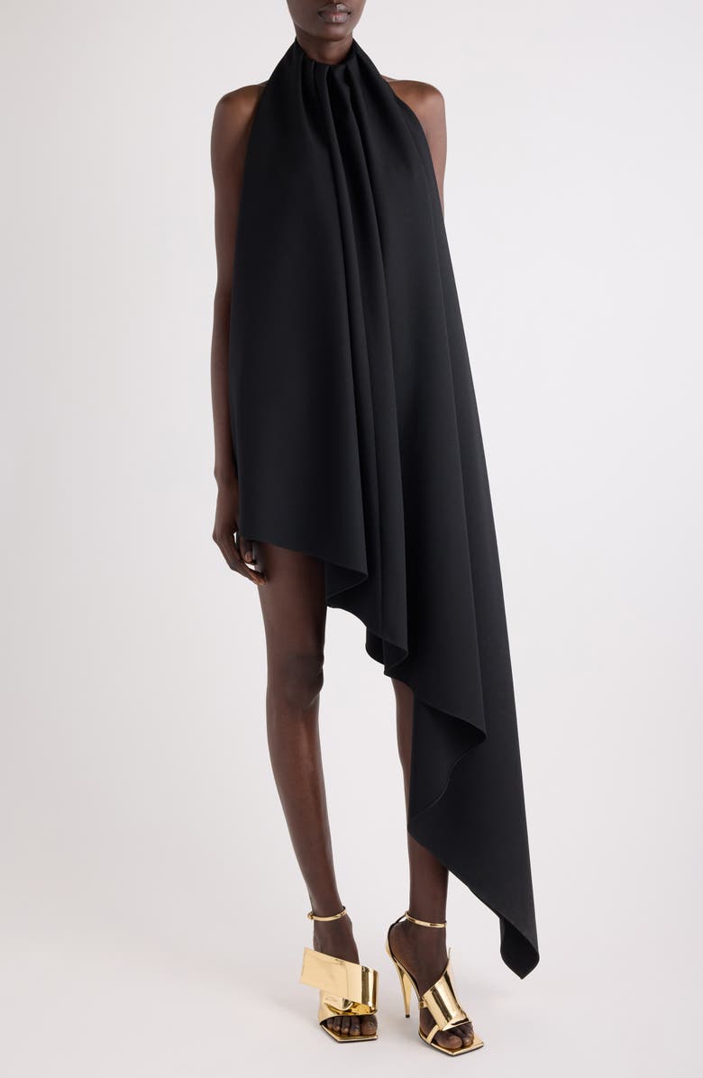 Givenchy Wool Asymmetric Halter Dress, Main, color, Black