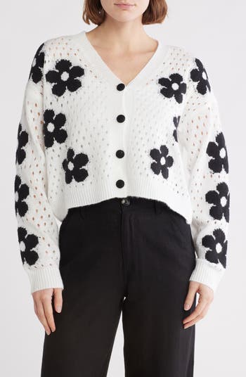 Floral Open Stitch Cardigan