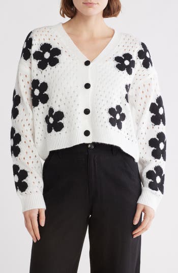 FORGOTTEN GRACE FORGOTTEN GRACE FLORAL OPEN STITCH CARDIGAN
