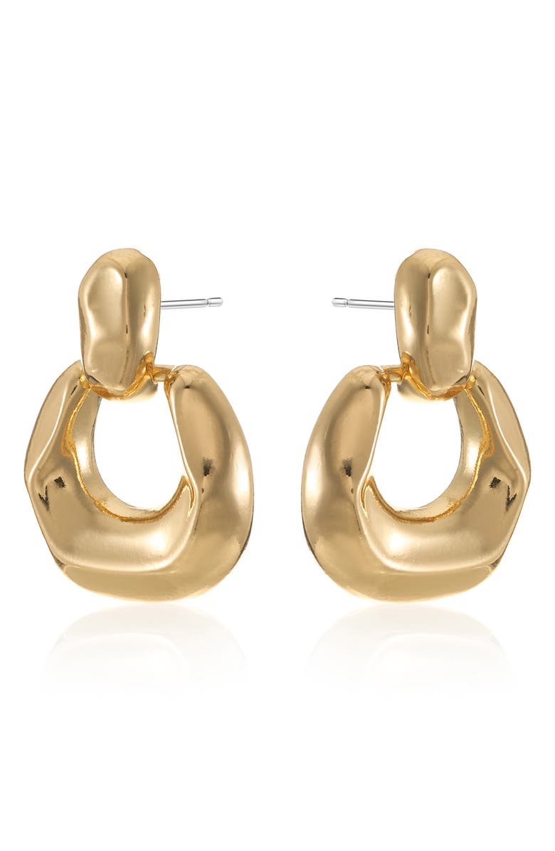 Ettika Circle Knocker Drop Earrings, Alternate, color, Gold