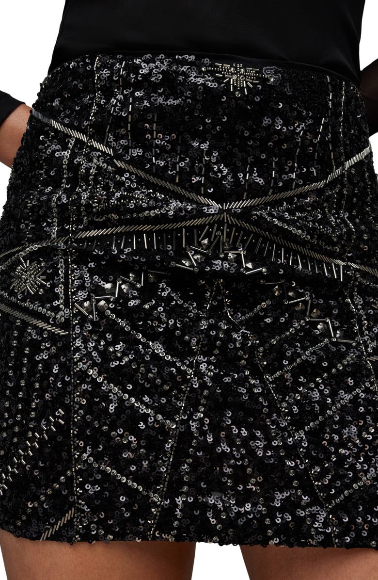AllSaints Jamilia Bead & Sequin Miniskirt, Alternate, color,