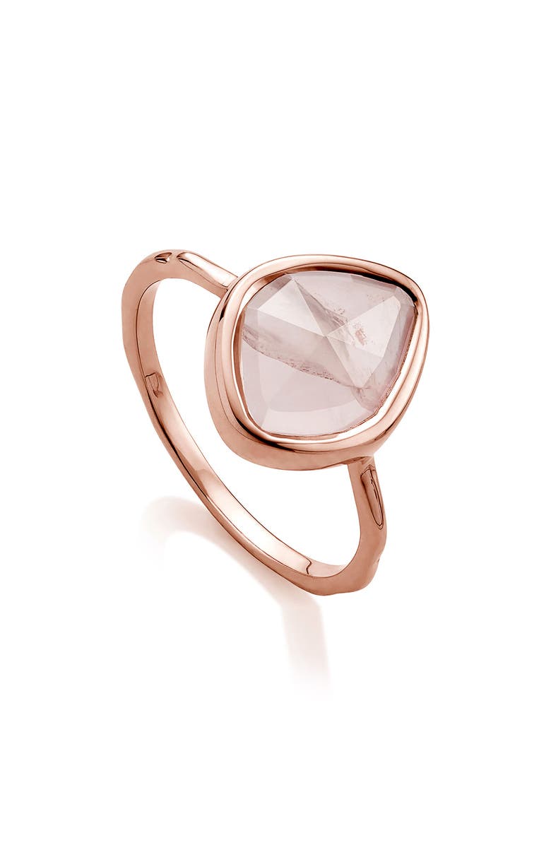 Monica Vinader Siren Small Nugget Stacking Ring, Main, color, Rose Gold/ Rose Quartz