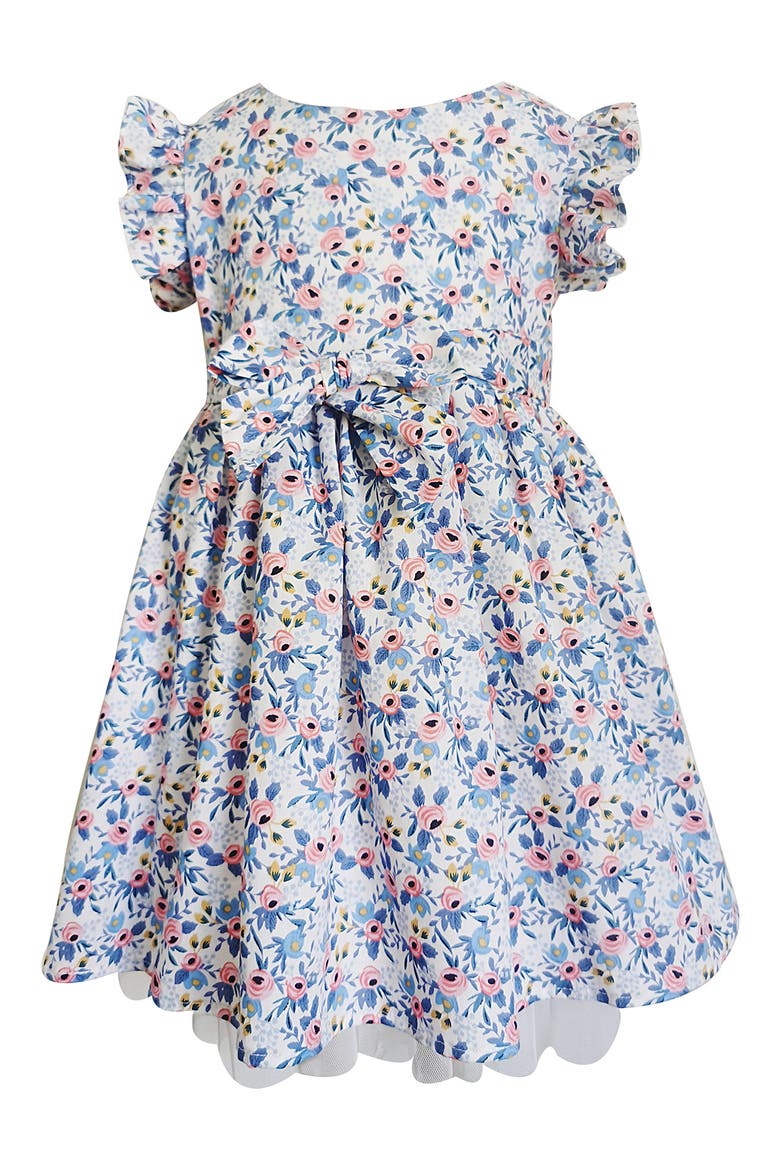 Floral Print Bow Dress, Main, color, BLUE
