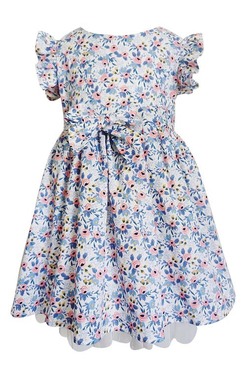 Popatu Floral Print Bow Dress in Blue 