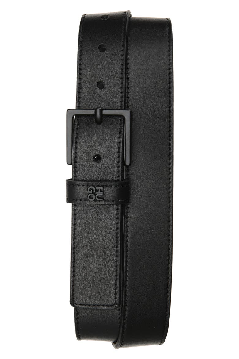Giove Leather Belt, Main, color, BLACK