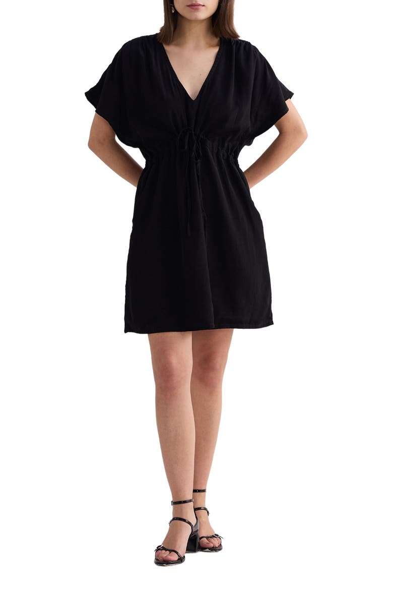 Short gathered Dress in Black, Main, color, Solid