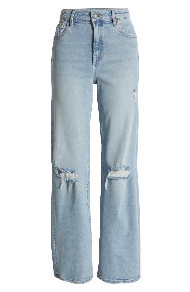 HIDDEN JEANS Distressed Rip Wide Leg Jeans, Alternate, color, Light Wash