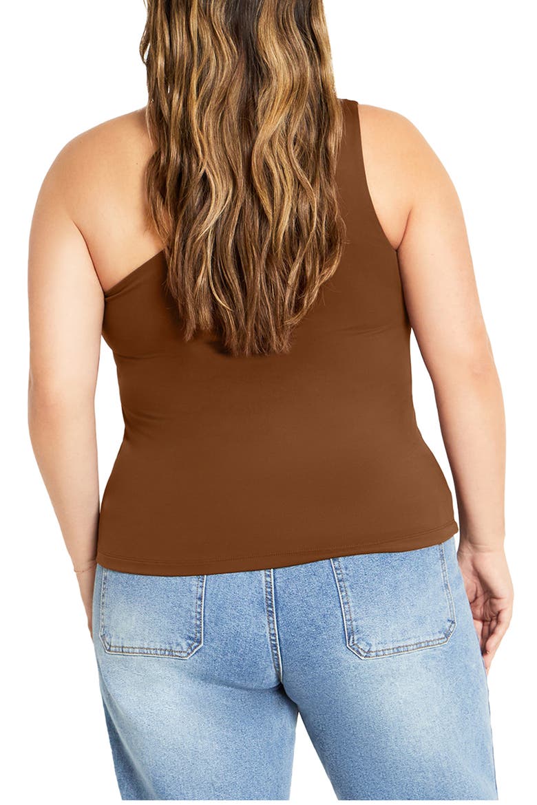 Swept Away One-Shoulder Top, Alternate, color, COCOA