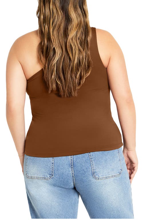 City Chic Swept Away One-shoulder Top In Brown