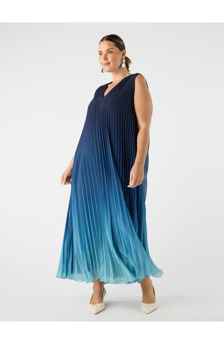 Live Unlimited Ombre Pleated V-Neck Dress, Alternate, color, 