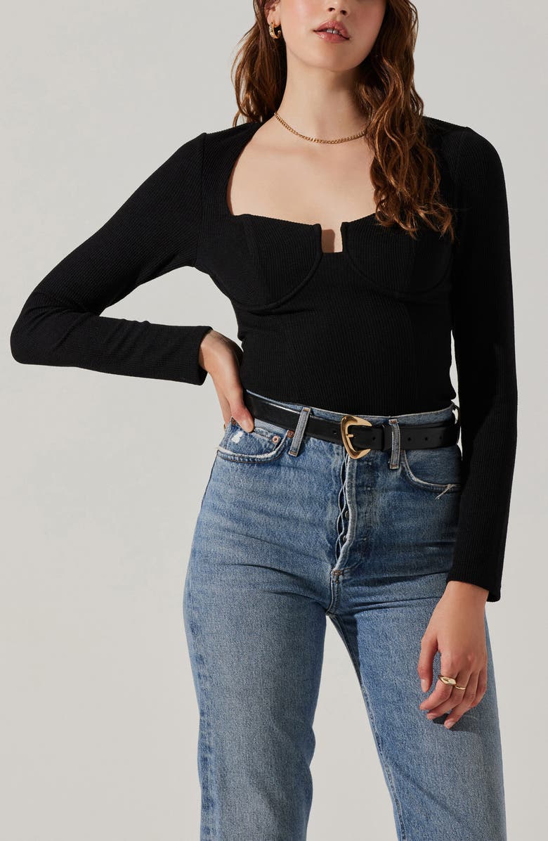 ASTR the Label Bustier Rib Top, Alternate, color, Black