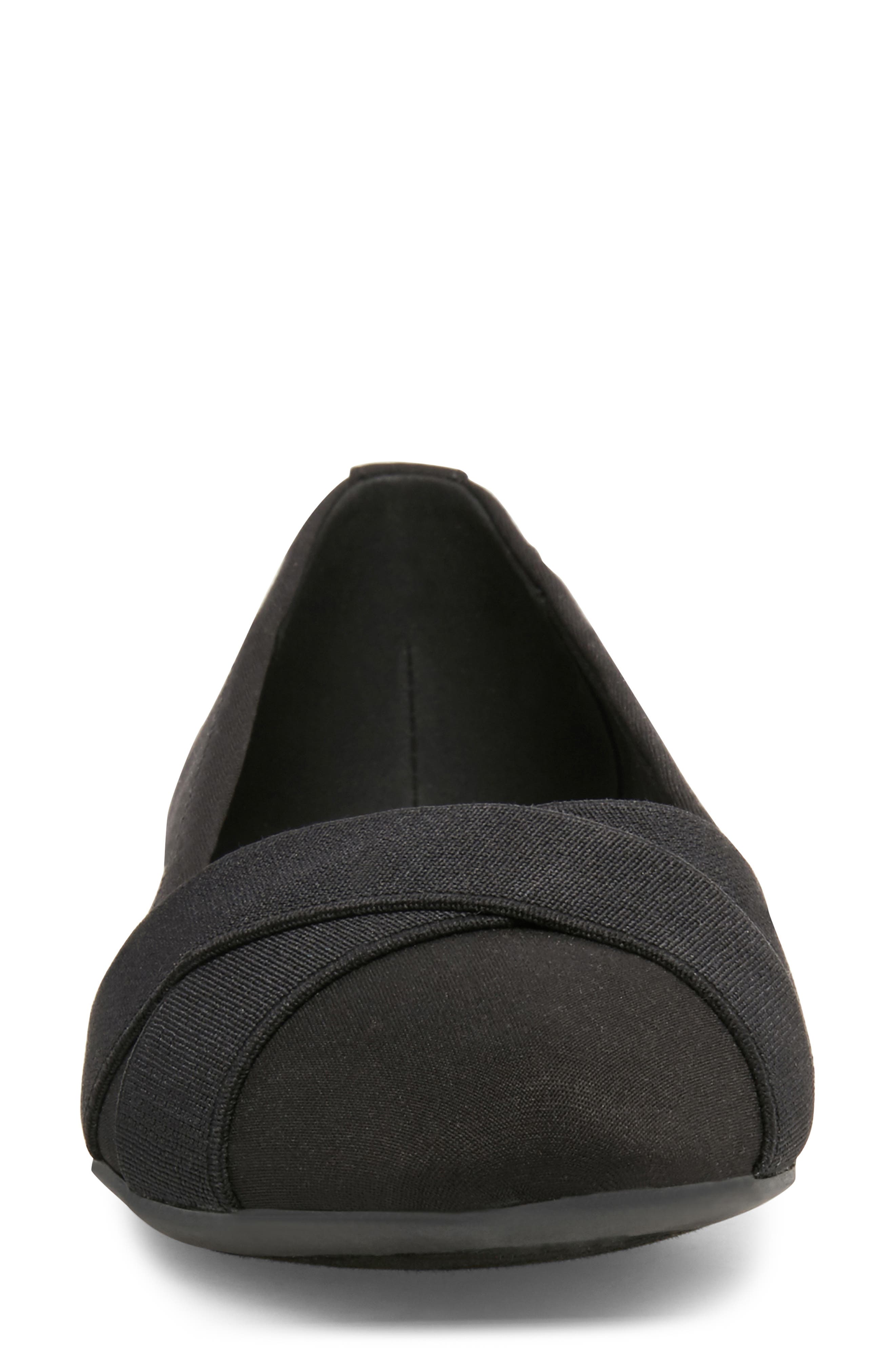 Anne Klein Oalise Pointed Toe Flat, Alternate, color, Black/ Black Fabric