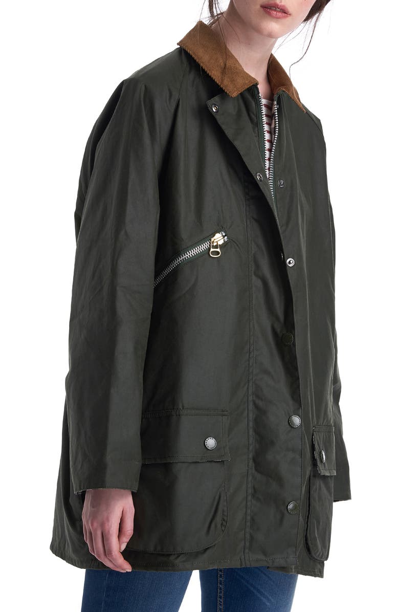 Barbour x ALEXACHUNG Edith Weatherproof Waxed Cotton Jacket, Alternate, color,