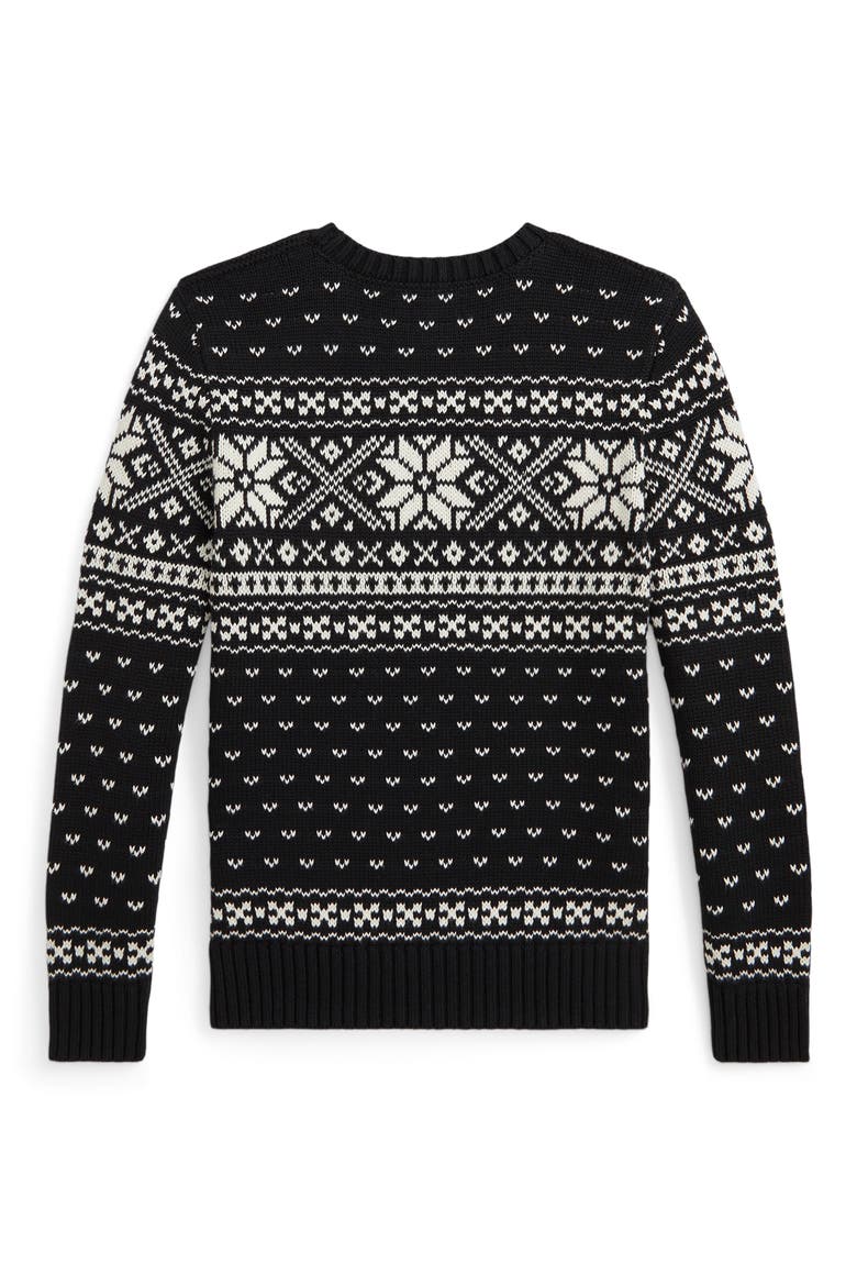 Kids' Snowflake Crewneck Sweater, Alternate, color, POLO BLACK MULTI