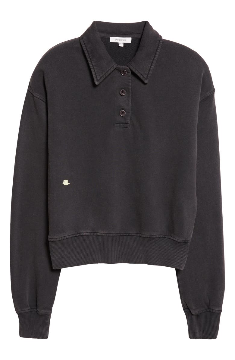JW Anderson Cotton French Terry Polo Sweatshirt, Alternate, color, Washed Black
